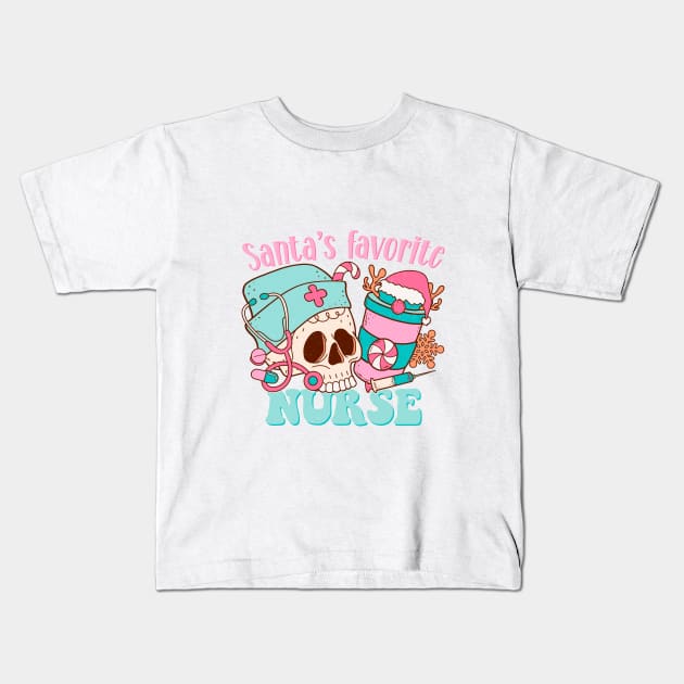 Santa's Favorite Nurse Kids T-Shirt by Nessanya